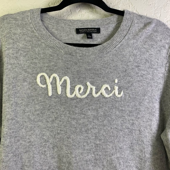BANANA REPUBLIC Crew Neck Knit‎ Embroidered Merci Cozy Soft Lightweight Sweater - Picture 5 of 16